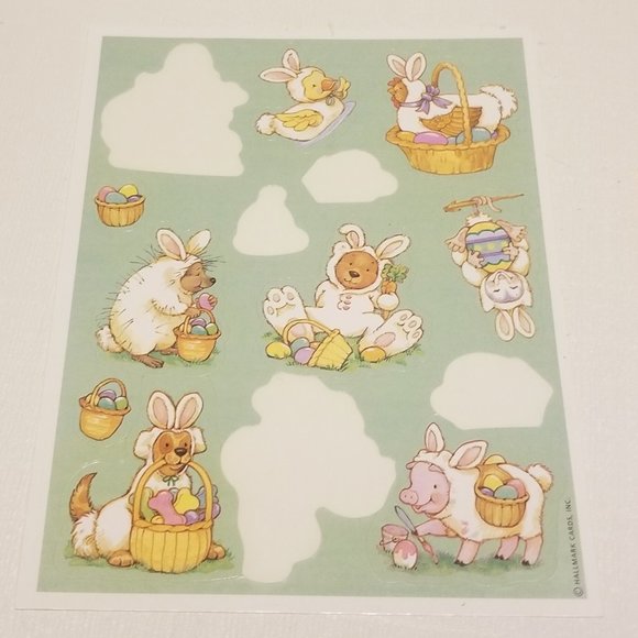 4 sheets of greeting card co stickers- 2 vtg Easter, & 2 of hearts - Picture 3 of 9